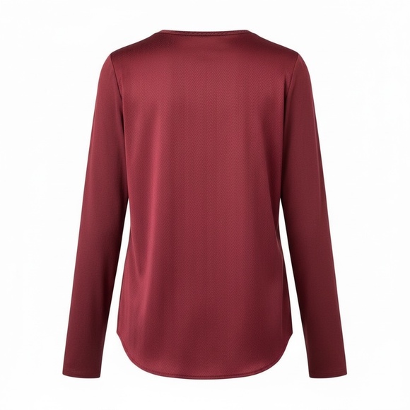 GO BY GO SILK ICONIC GO ZIPPY REDUX Blouse Womens Small Burgundy Red Zip Shirt - Picture 2 of 5
